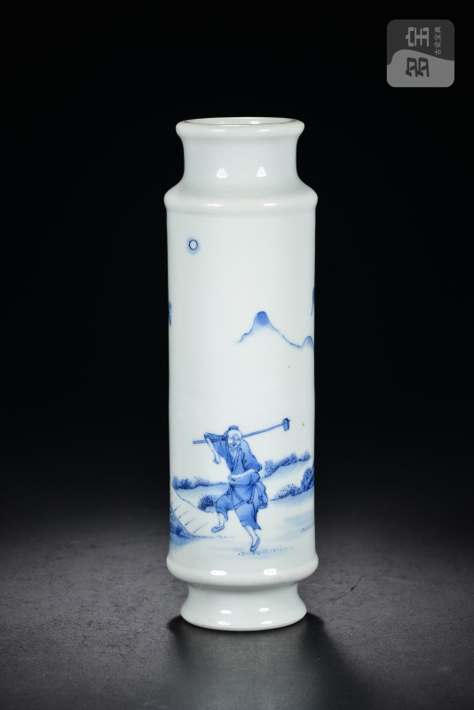 清 青花耕织图香瓶 - 图1